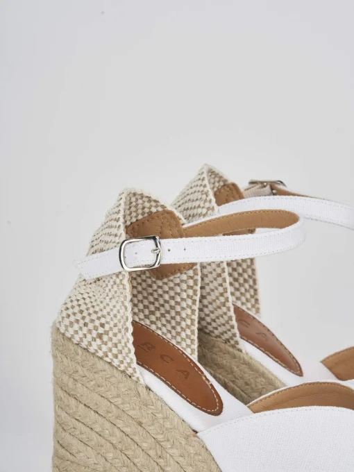 Espadrillas tacco 8cm tessuto bianco