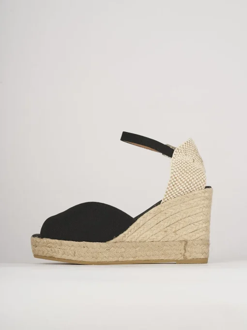 Espadrillas tacco 8cm tessuto nero