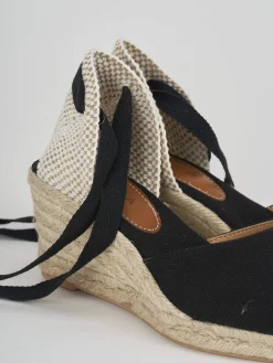 Espadrillas tacco 5cm tessuto nero