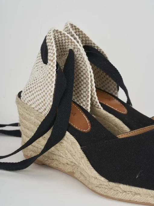 Espadrillas tacco 5cm tessuto nero