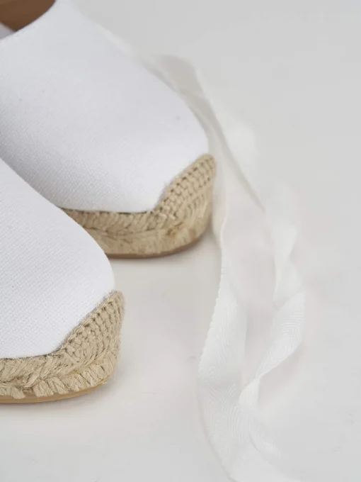 Espadrillas tacco 6cm tessuto bianco