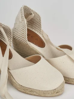 Espadrillas tacco 6cm tessuto beige