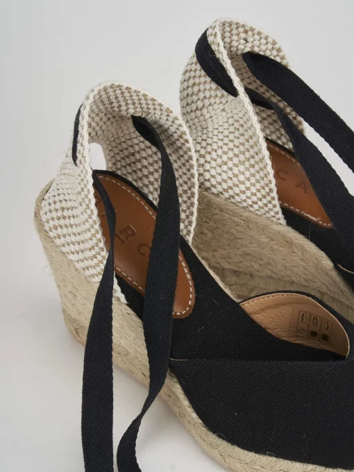 Espadrillas tacco 8cm tessuto nero
