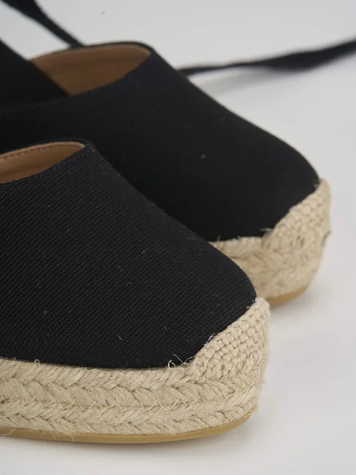 Espadrillas tacco 9cm tessuto nero