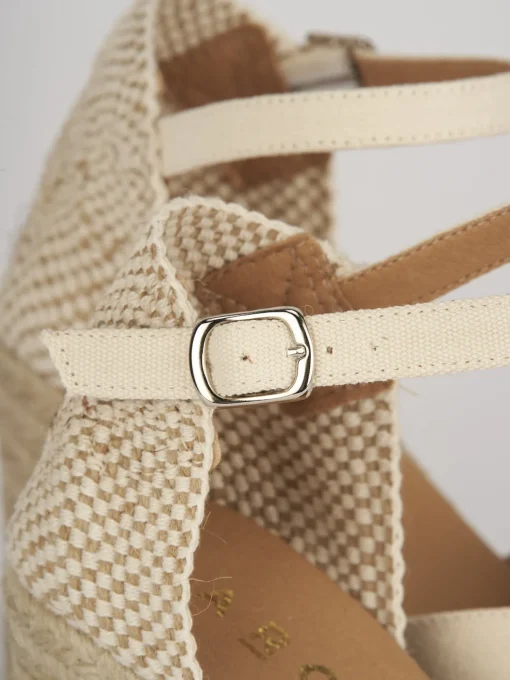 Espadrillas tacco 8cm tessuto beige