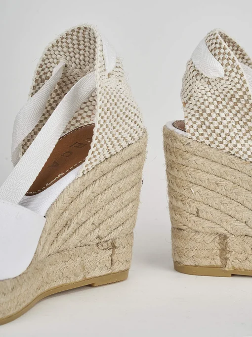 Espadrillas tacco 9cm tessuto bianco