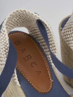 Espadrillas tacco 9cm tessuto jeans