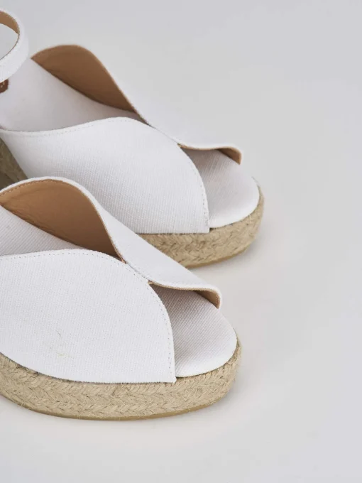 Espadrillas tacco 8cm tessuto bianco
