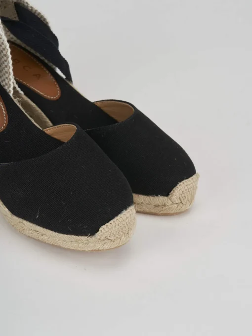 Espadrillas tacco 5cm tessuto nero