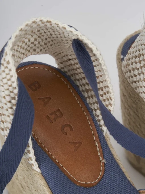 Espadrillas tacco 9cm tessuto jeans