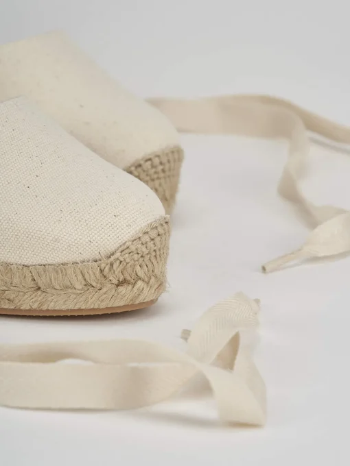 Espadrillas tacco 6cm tessuto beige