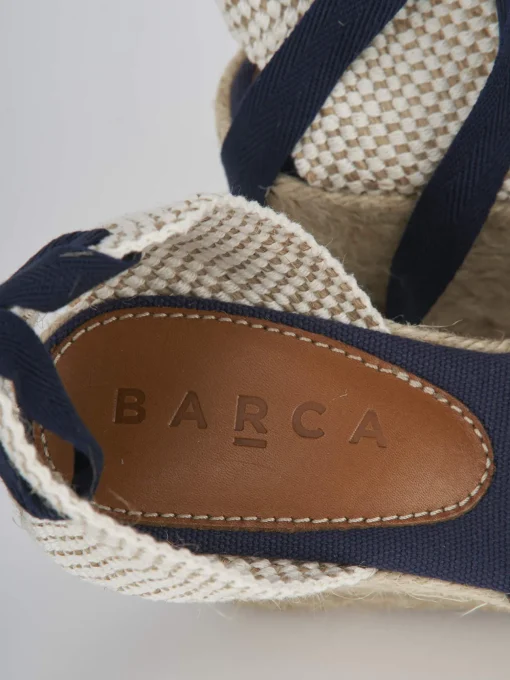 Espadrillas tacco 8cm tessuto blu