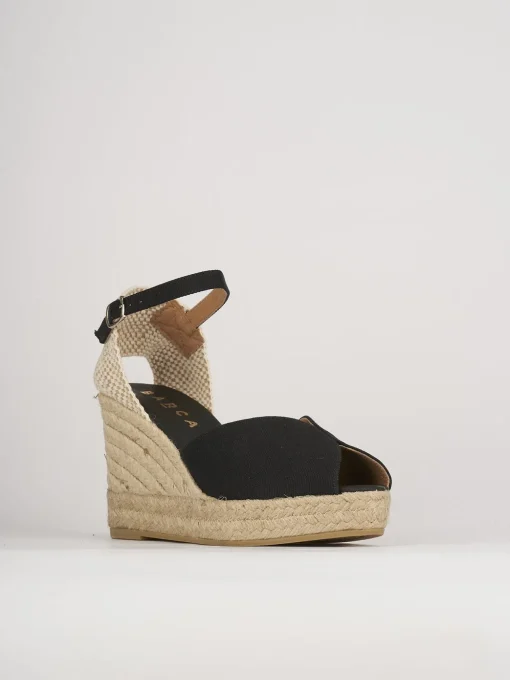 Espadrillas tacco 8cm tessuto nero