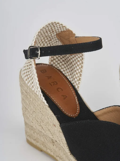 Espadrillas tacco 8cm tessuto nero