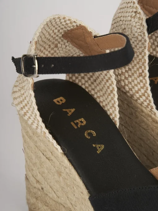 Espadrillas tacco 8cm tessuto nero
