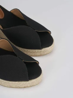 Espadrillas tacco 8cm tessuto nero