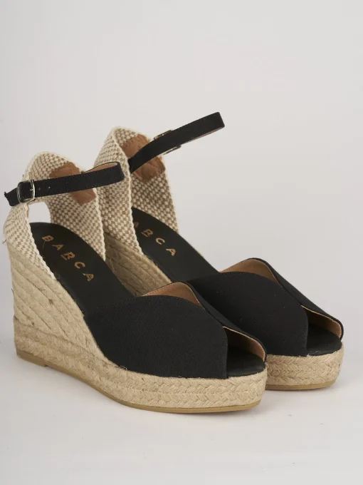 Espadrillas tacco 8cm tessuto nero