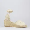Espadrillas zeppa 6 cm beige tessuto