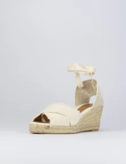 Espadrillas zeppa 6 cm beige tessuto