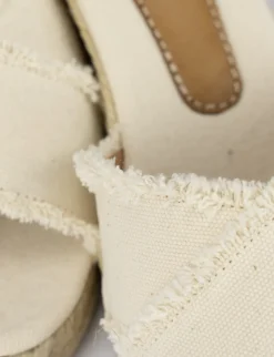 Espadrillas zeppa 6 cm beige tessuto
