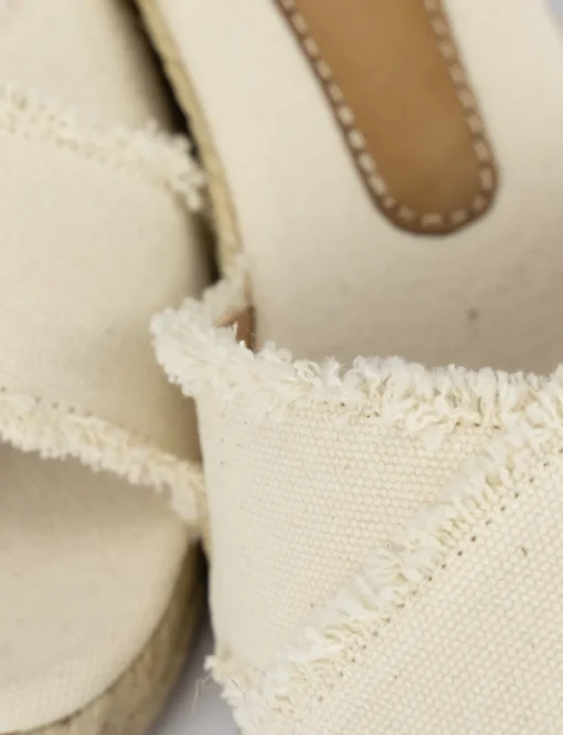 Espadrillas zeppa 6 cm beige tessuto