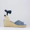 Espadrillas zeppa 6 cm blu tessuto