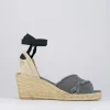 Espadrillas zeppa 6 cm nero tessuto