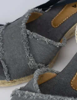 Espadrillas zeppa 6 cm nero tessuto