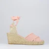 Espadrillas zeppa 6 cm rosa tessuto