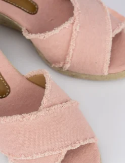 Espadrillas zeppa 6 cm rosa tessuto