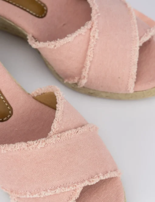 Espadrillas zeppa 6 cm rosa tessuto