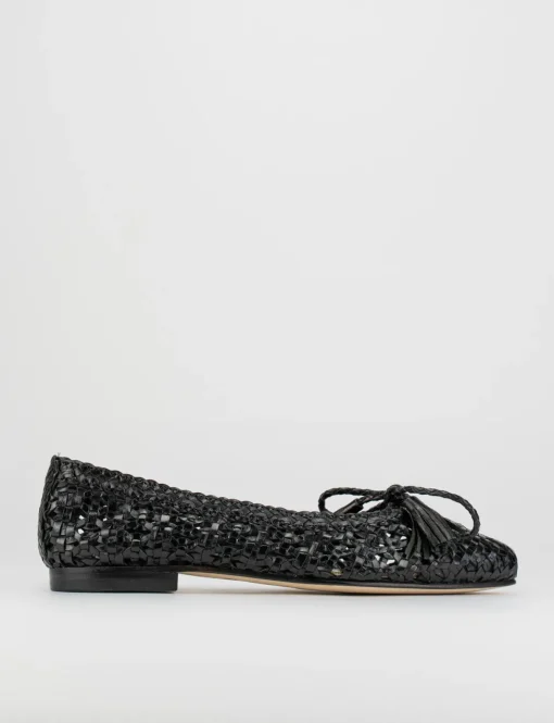 Flat shoes heel 18 cm black leather