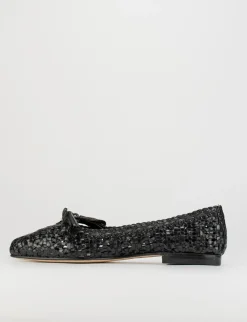 Flat shoes heel 18 cm black leather