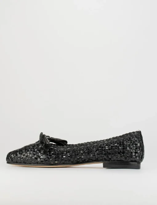 Flat shoes heel 18 cm black leather