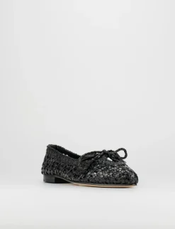 Flat shoes heel 18 cm black leather