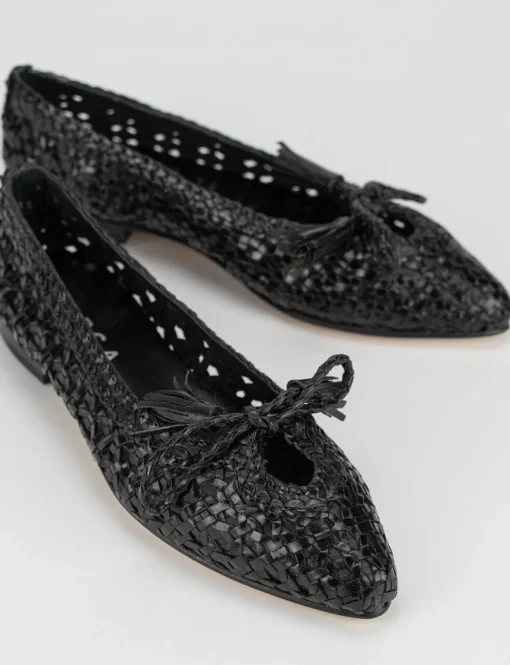 Flat shoes heel 18 cm black leather