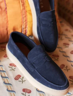 Mocassini camoscio blu