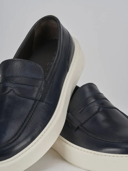 Mocassini pelle blu