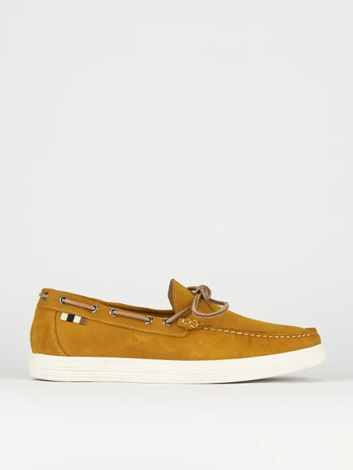 Mocassini tacco 1cm camoscio giallo