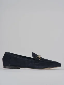 Mocassini tacco 1cm camoscio blu