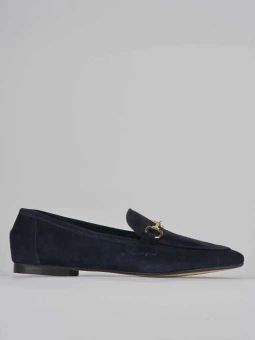 Mocassini tacco 1cm camoscio blu