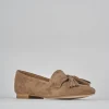 Mocassini tacco 1cm camoscio marrone
