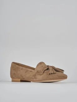 Mocassini tacco 1cm camoscio marrone