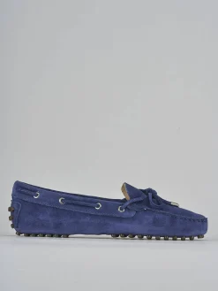 Mocassini tacco 1cm camoscio blu