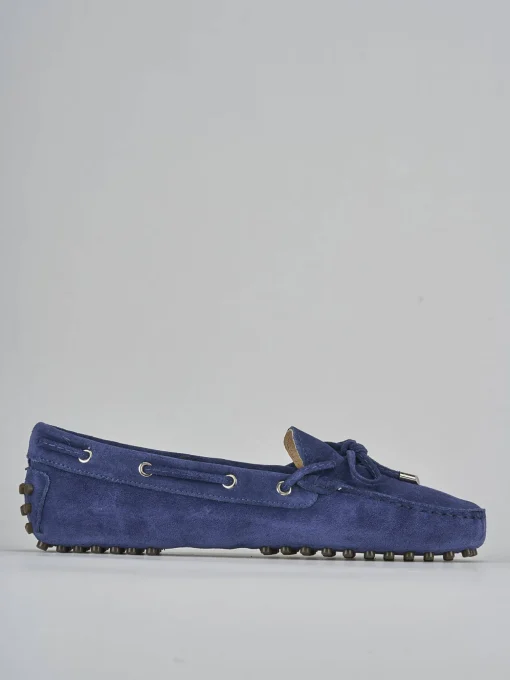 Mocassini tacco 1cm camoscio blu