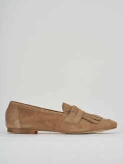 Mocassini tacco 1cm camoscio marrone