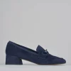 Mocassini tacco 3cm camoscio blu