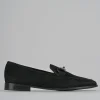 Mocassini tacco 1cm camoscio nero