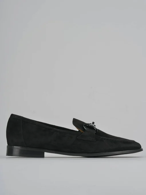 Mocassini tacco 1cm camoscio nero