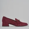 Mocassini tacco 5cm camoscio bordo'
